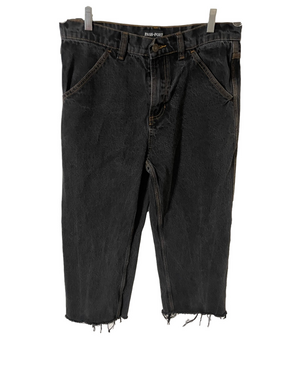 Pass Pirt Relaxed Black Washed Jeans with Frayed Hem Size 30